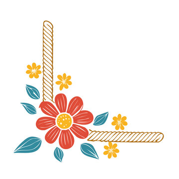 Floral corner decoration with rope element