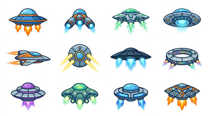 Collection of Diverse Flying Saucers and UFOs. © Shella