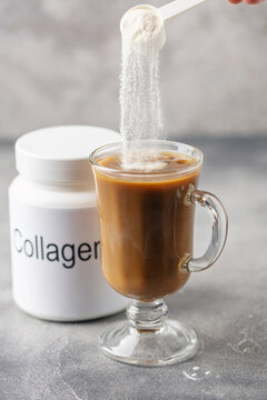 Collagen powder mixed with coffee for enhancing beauty and promoting wellness.