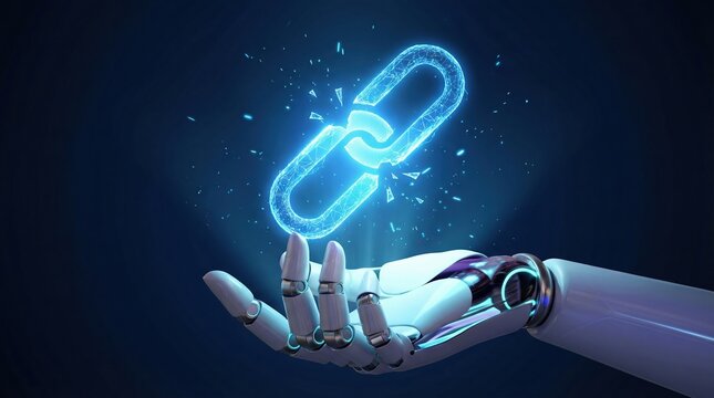 Digital trust in mobile cybersecurity faces danger as call for alert arises with broken firewall symbol held by robotic hand