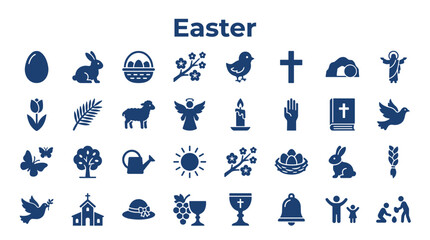 Naklejka premium Easter holiday icons and symbols collection for religious celebrations and spring festivals