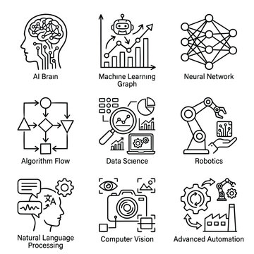 Artificial Intelligence and Machine Learning Concepts Icons 1.