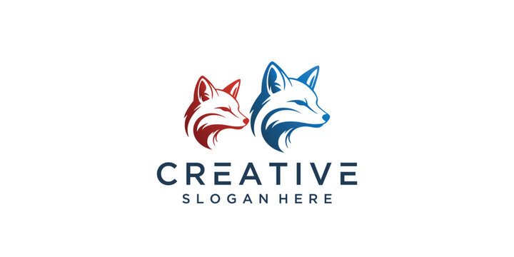 Inspirasi desain logo seni serigala berkepala hitam yang elegan.