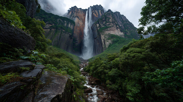 Majestic Angel Falls cascades into jungle below