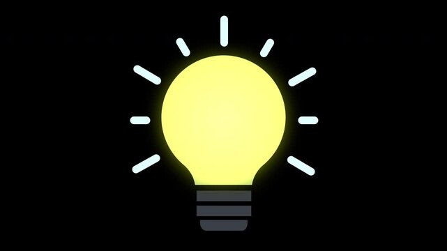 Animated Idea Concept Light Bulb Floating with Color Morphing and Alpha Channel
