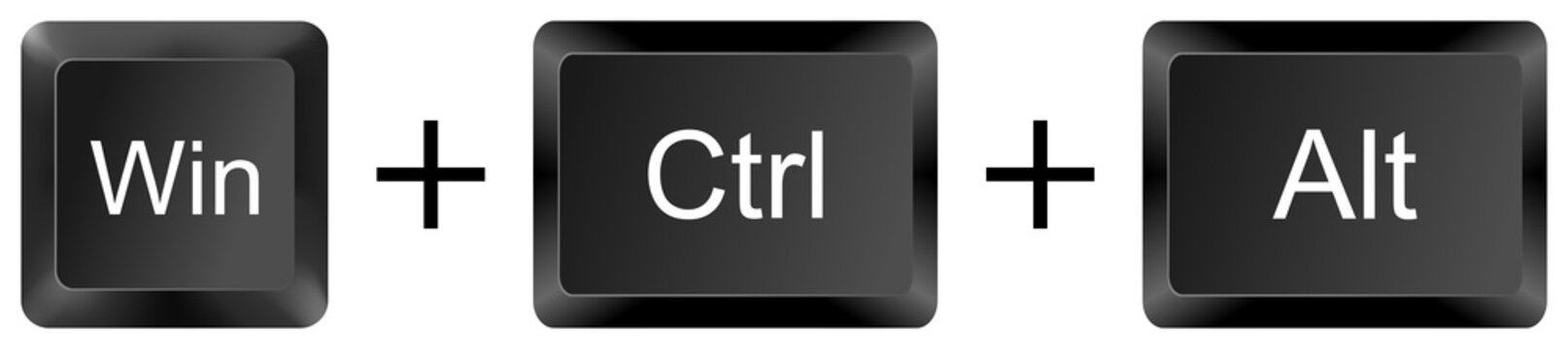 win ctrl alt computer keyboard shortcut key button 3d icon symbol sign isolated on white background