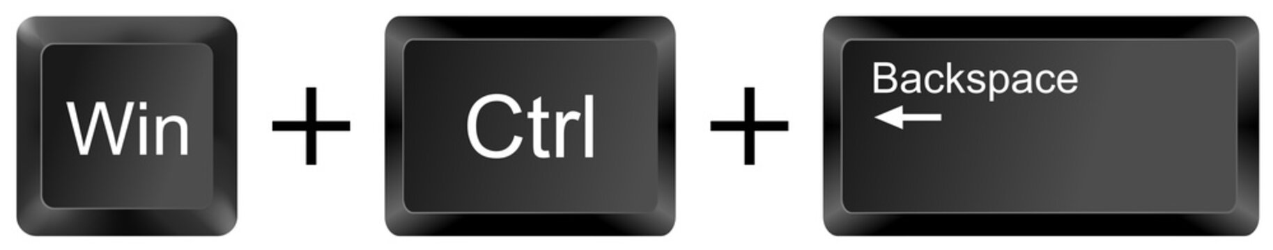 win ctrl backspace computer keyboard shortcut key button 3d icon symbol sign isolated on white background
