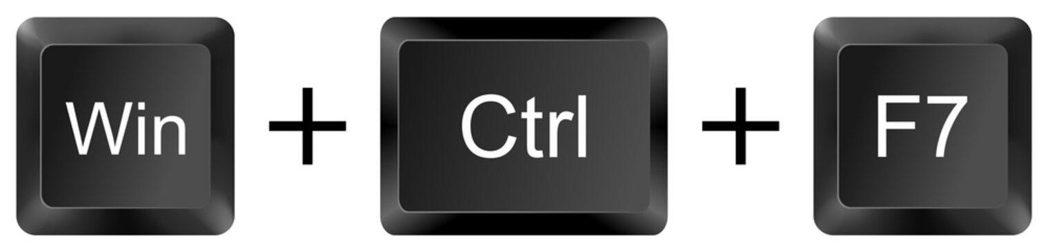 win ctrl f7 computer keyboard shortcut key button 3d icon symbol sign isolated on white background