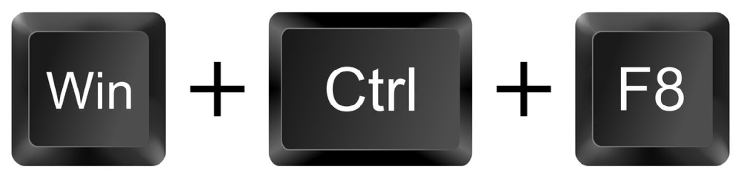 win ctrl f8 computer keyboard shortcut key button 3d icon symbol sign isolated on white background