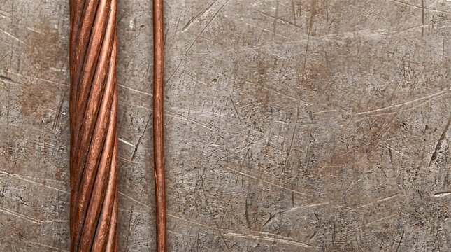 Close-up view of raw copper wire and cable, electrical conductor material and industrial resource macro close-up, industrial detail, manufacturing background