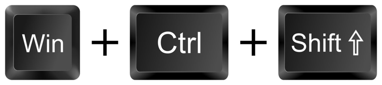 win ctrl shift computer keyboard shortcut key button 3d icon symbol sign isolated on white background