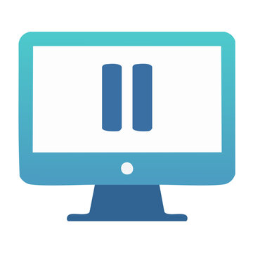 Computer monitor with pause button icon