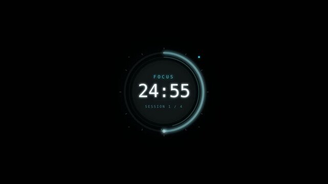 Timer Digital Productivity Countdown Interface for Focused Study and Work Sessions