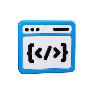 code brackets 3d render icons