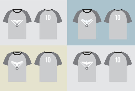 Gray and black sports jerseys with logo and number