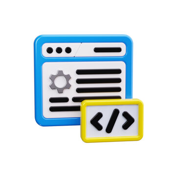 web development 3d render icons