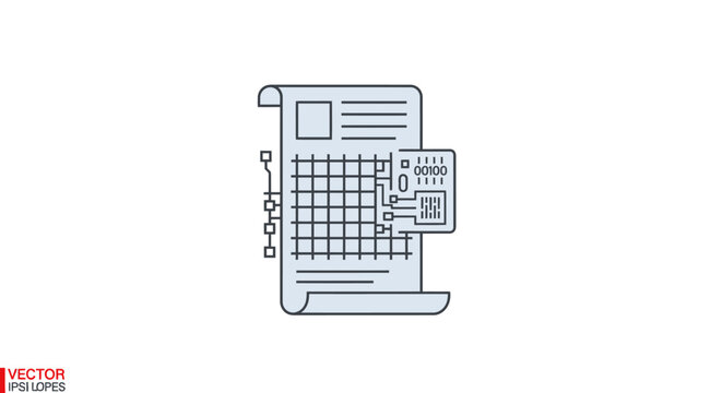 Digital Data Analysis Chart with Circuit Board Icon