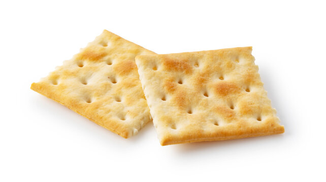 Crackers placed on a white background.
