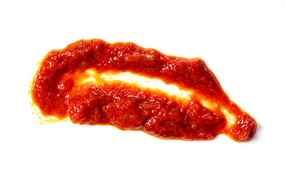 Tomato sauce on white background.