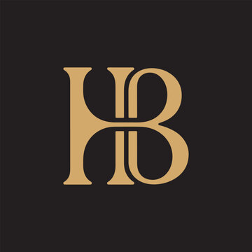 Elegant gold hb monogram logo design
