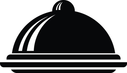 Black Serving Cloche Silhouette Isolated on White, Restaurant Food Cover Icon © Robert