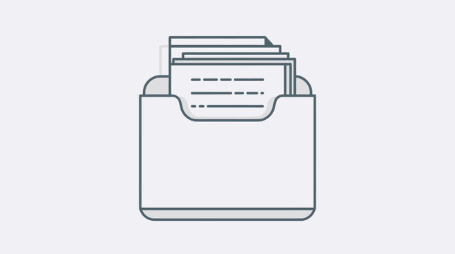 A minimalist line art illustration of a file folder holding multiple documents, symbolizing organization and data storage.