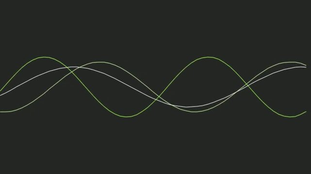 Flowing sinusoidal waves abstract animation on dark background