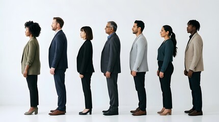 Fototapeta premium Diverse Business Professionals Standing in Line