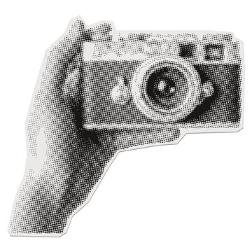 Retro Halftone Camera Sticker Art