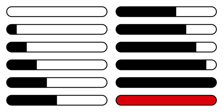 進捗率・パーセント表示用プログレスバーのベクターイラストセット