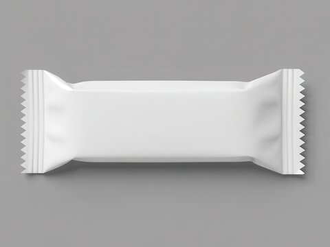 Blank white snack bar packaging mockup, realistic food wrapper template for chocolate bar, granola bar or protein bar
