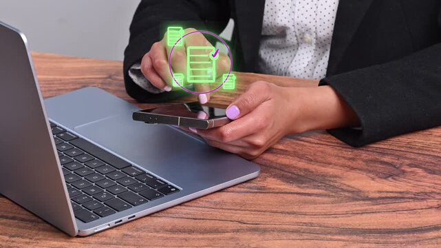 Digital document management and file validation in a virtual interface on a laptop computer
