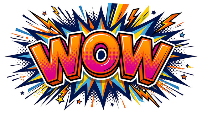 Explosion of the word WOW in comic book style 2.