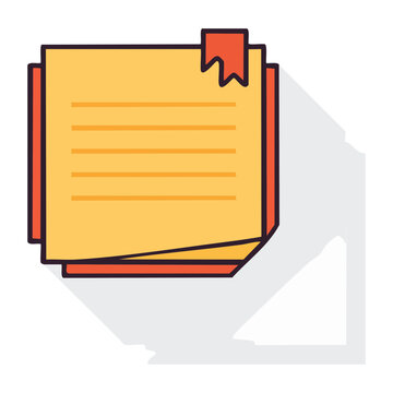 Flat design sticky note with ribbon and lines