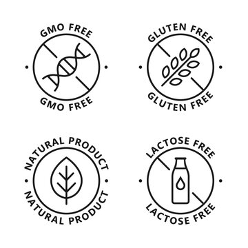 Food label icon set. White background.