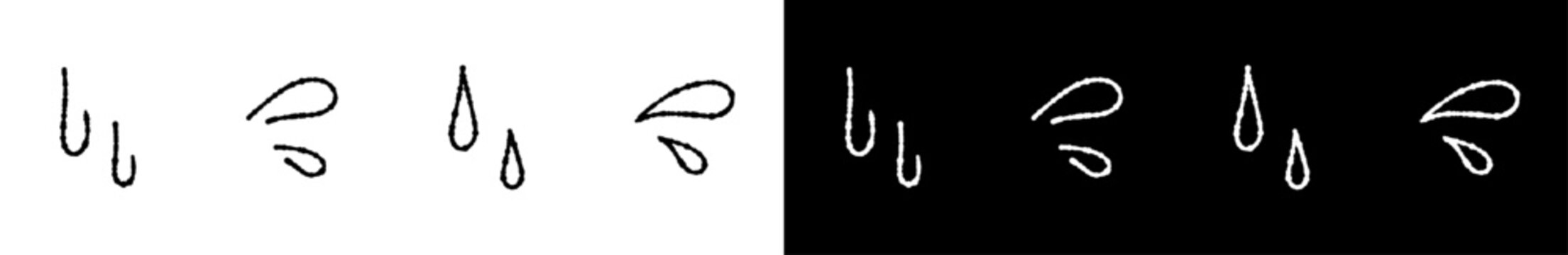 手書きの汗のイラストセット 焦りや困惑の表現に使えるかわいいあしらい