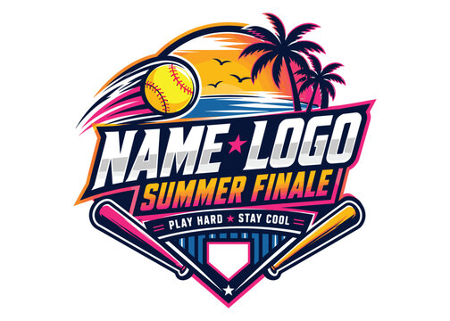Summer baseball tournament logo design. Baseball championship logo. Sports event badge illustration