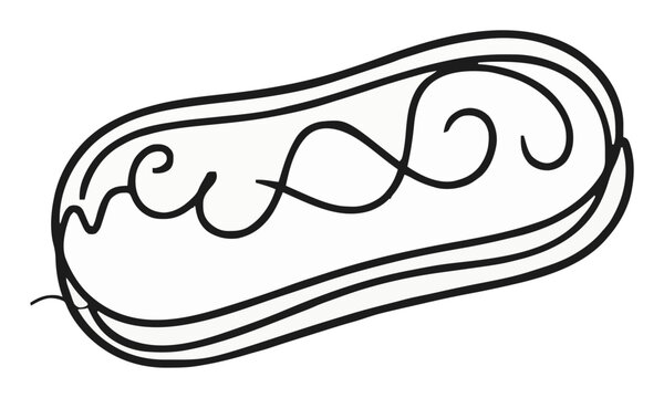 Chocolate eclair pastry icon line illustration. Generative AI