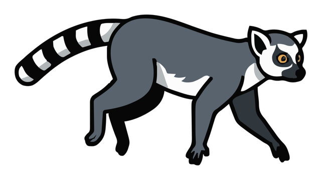 Ring-tailed lemur jumping side view vector icon. Generative AI