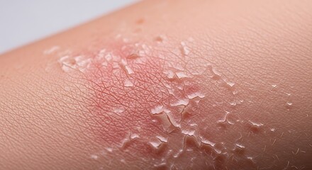 Fototapeta premium Close up of skin rash with peeling and inflammation.