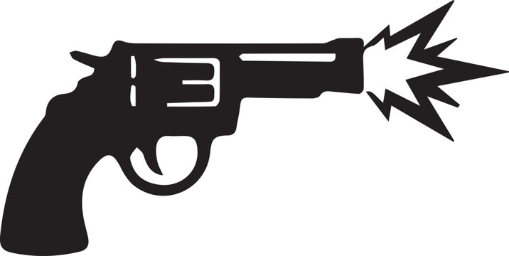 Black revolver gun firing explosion vector icon Vector