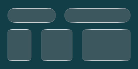 Fototapeta premium Set Vector Transparent Glass Buttons. UI UX Glass Screen of Mobile Device. Smartphone Interface Design. Collection Design Elements for Application Phone, Game Menu and Website. 