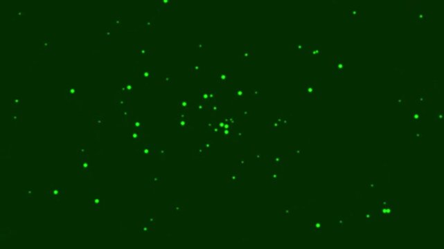 Glowing green particle effect animation on dark background for motion graphics and visual effects