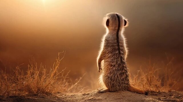 Meerkat Standing Alert on the African Savannah