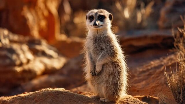 Meerkat Standing Alert on the African Savannah