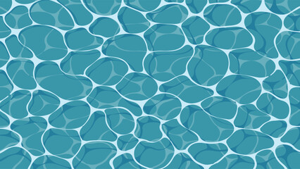 Obraz premium Seamless water ripple surface vector texture background with blue swimming pool reflections