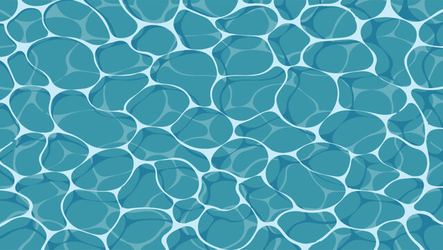 Seamless water ripple surface vector texture background with blue swimming pool reflections
