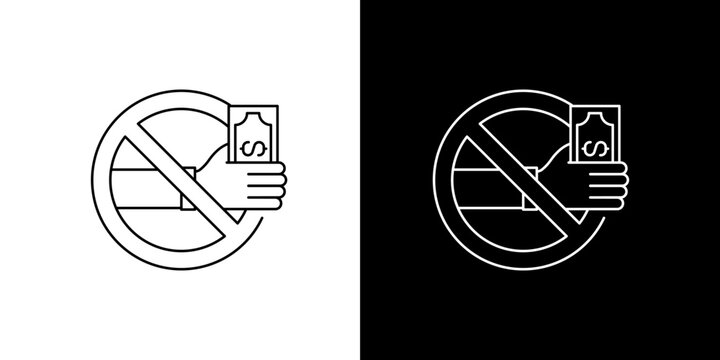 No money icon representing anti-bribery, refusing illicit payments, stopping corruption, and promoting financial integrity principles