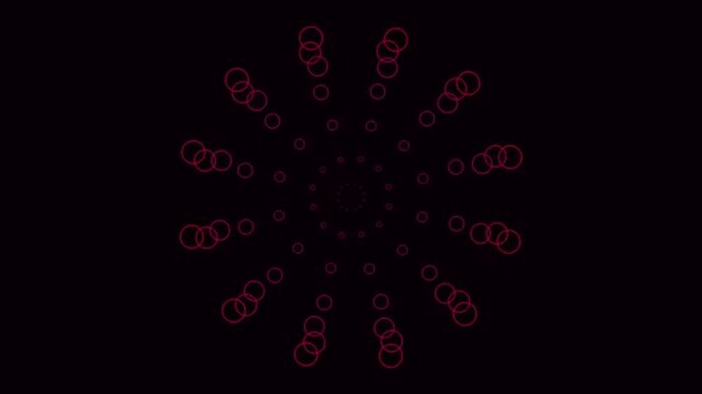 Abstract red geometric shapes radiating from center on black background with subtle glow effect