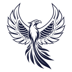 Fototapeta premium A phoenix soaring high in sky with its wings spread wide open majestic mythical bird symbolizing rebirth and renewal in ancient folklore and mythology